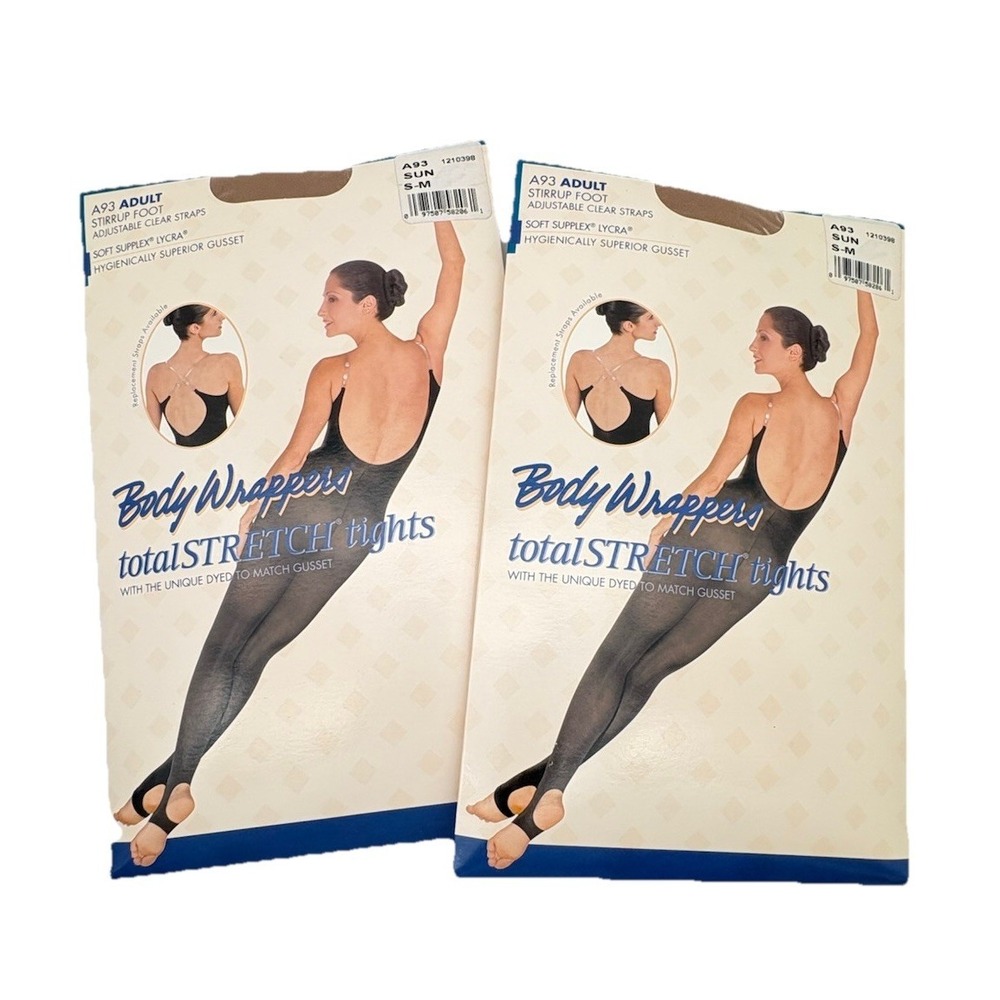 Set Of 2 Body Wrappers TotalStretch Stirrup Foot Body Tights A93 SUN S/M